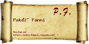 Pakó Fanni névjegykártya